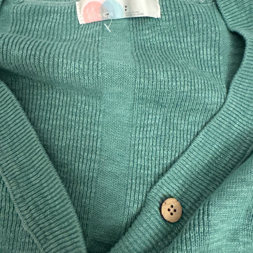 Free People Turquoise Cardigan with Button Accent